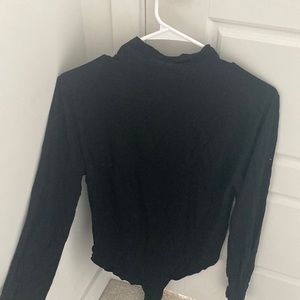 Black mock neck long sleeve body suit